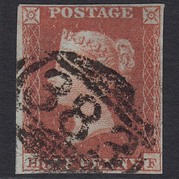 GB QV 1841 1d Red-brown (Plate 96) SG8-B1(1) HF FU 4 Margins Hull 383