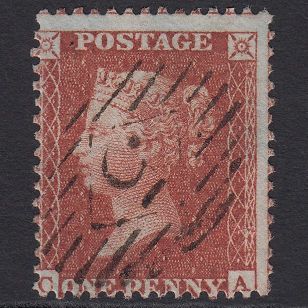 GB QV 1855 1d Red-brown (Plate 10) SGC6(1) CA FU London IS 5 Misperf