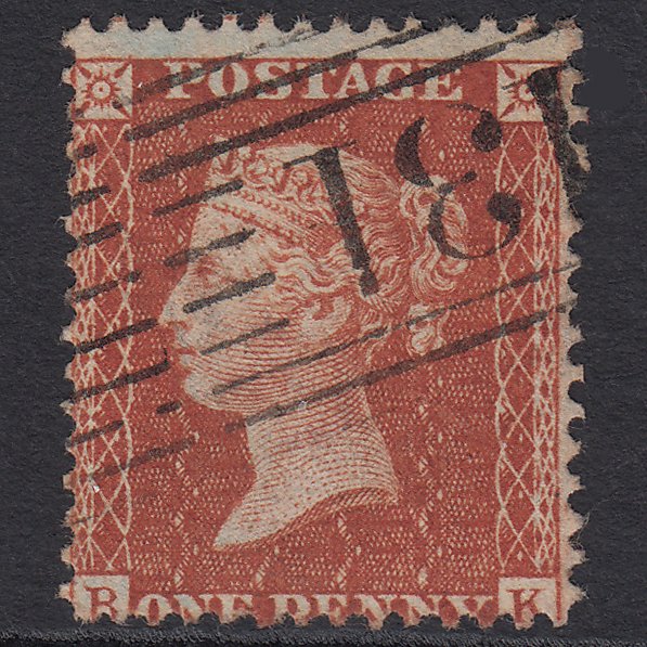 GB QV 1857 1d Orange-brown (Plate 38) SG33-C8(5) BK VFU Edinburgh 131 Roller