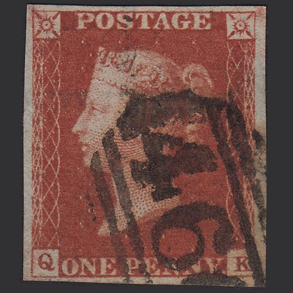 GB QV 1841 1d Red-brown (Plate 56) SG8-B1(1) QK FU 4M Imperf Liverpool 466