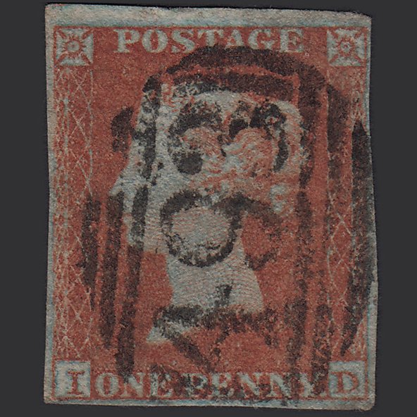 GB QV 1841 1d Very Blued (Plate 134) SG8a-B1(2) ID GU 4M Maidstone 493