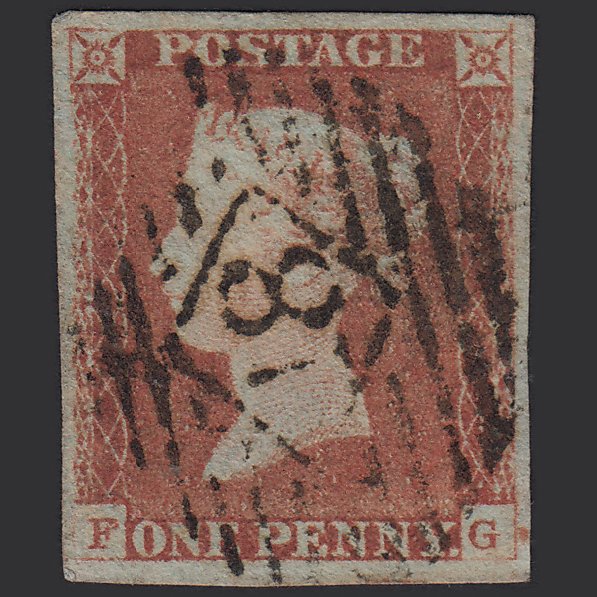 GB QV 1841 1d Red-brown (Plate 68) SG8-B1(1) FG GU 4 Margins London IS 18