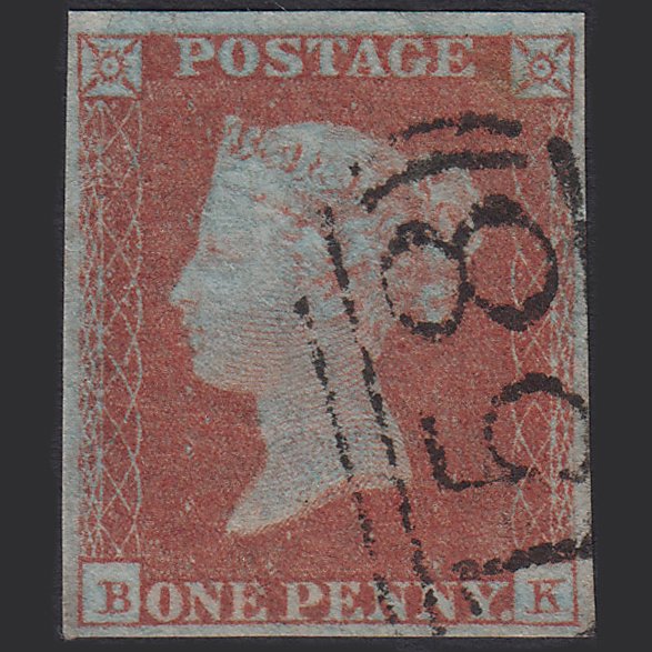 GB QV 1841 1d Very Blued (Plate 122) SG8a-B1(2) BK FU 4M Cambridge 158