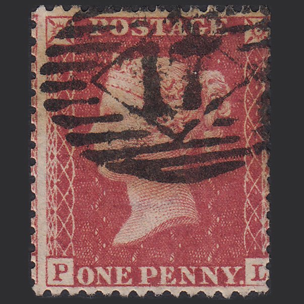 GB QV 1857 1d Rose-red (Plate 34) SG40-C10(1) PL GU London IS 17 Misperf