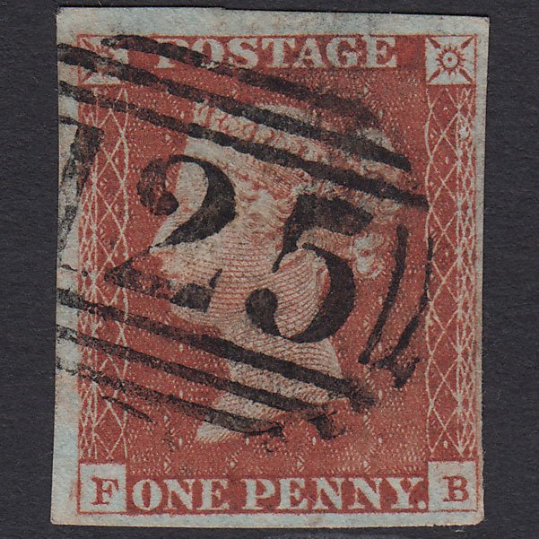 GB QV 1841 1d Red-brown (Plate 55) SG8-B1(1) FB FU 4M Bridlington Quay 125