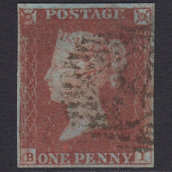 GB QV 1841 1d Very Blued (Plate 87) SG8a-B1(2) BI FU 4M London IS Cancel