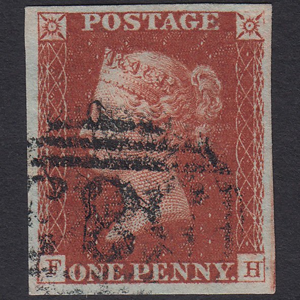 GB QV 1841 1d Deep Red-brown (Plate 58) SG10-B1(4) FH FU 4 Good Margins