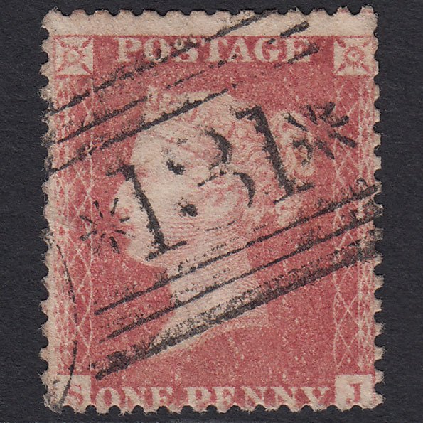 GB QV 1857 1d Pale Rose (Plate 43) SG39-C10(3) SJ GU Edinburgh 131