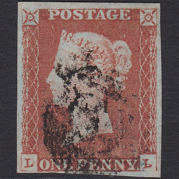 GB QV 1841 1d (Plate 80) SG8-B1(1) LL FU 4M Malformed L Variety