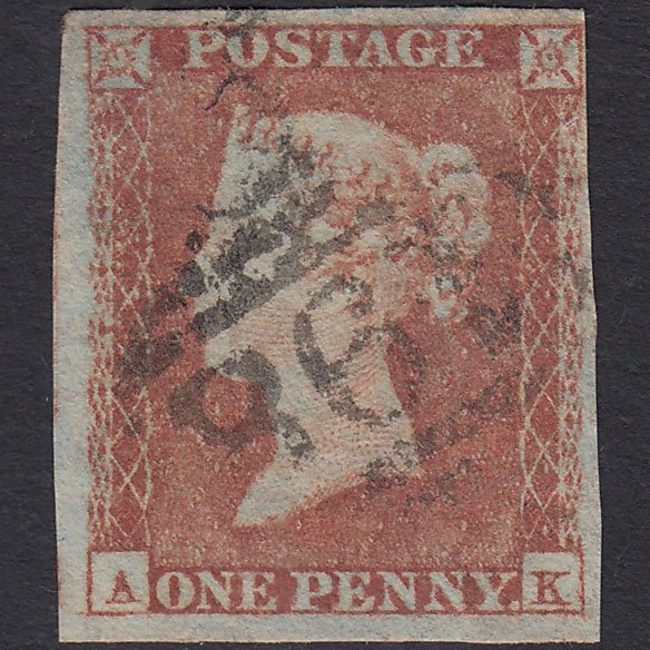 GB QV 1841 1d Pale Red-brown (Plate 112) SG9-B1(3) AK GU 4M Manchester 498