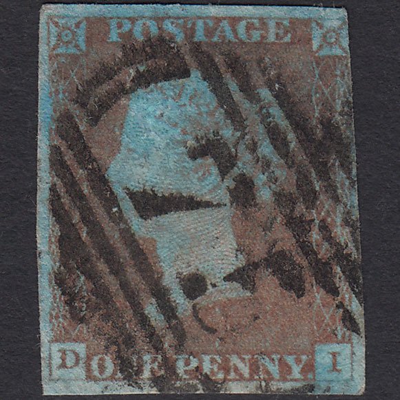 GB QV 1841 1d Abnormally Blued (Plate 68) SG8a-B1(2) DI GU 3m Birmingham 75