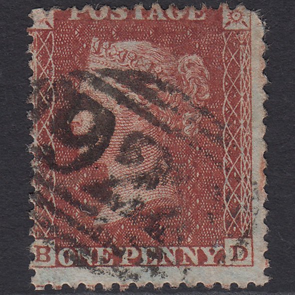 GB QV 1855 1d Red-brown (Plate 9) SG24-C3(1) BD PU Misperf