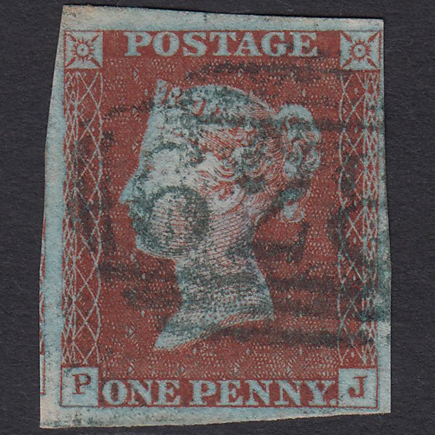 GB QV 1841 1d Very Blued (Plate 44) SG8a-B1(2) PJ FU Blue Preston 628