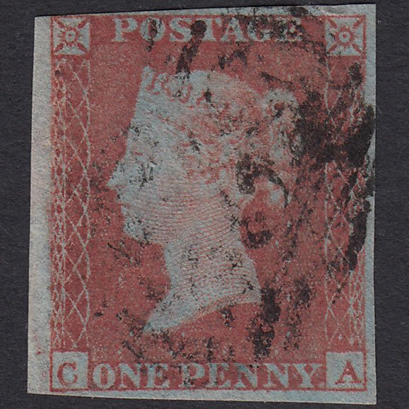 GB QV 1841 1d Very Blued (Plate 165) SG8a-B1(2) CA GU 4 Margins