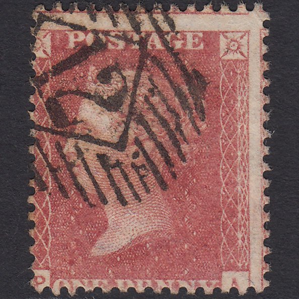 GB QV 1857 1d Rose-red (Plate 52) SG40-C10(1) PA GU London IS 12 Misperf