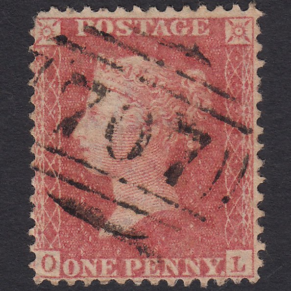 GB QV 1857 1d Rose Transitional (Plate 43) SGC9A(2) OL GU Shoreham 707