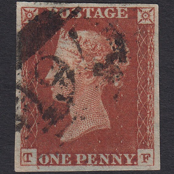GB QV 1841 1d Deep Red-brown Pl 54 SG10-B1(4) TF FU 4 Goodm Sudbury 760