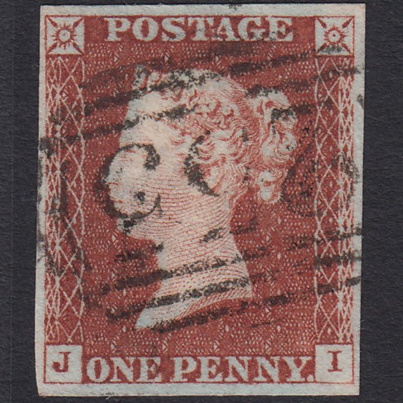 GB QV 1841 1d Red-brown Pl 47 SG8-B1(1) JI VFU 4 Margins Doncaster 255