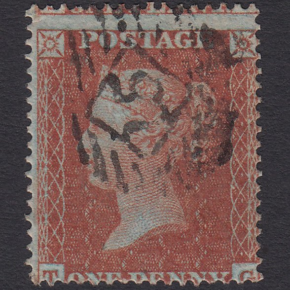 GB QV 1855 1d Red-brown (Plate 1) SG21-C4(1) TG FU London IS 15 Misperf