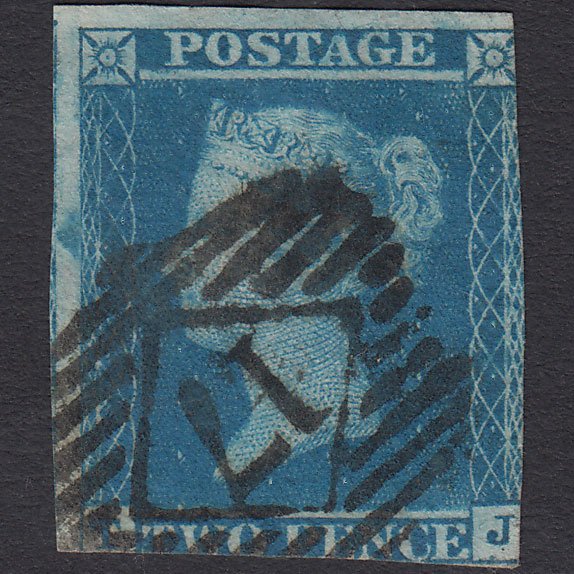 GB QV 1841 2d Blue (Plate 3) SG14-E1(2) TJ GU London IS 17