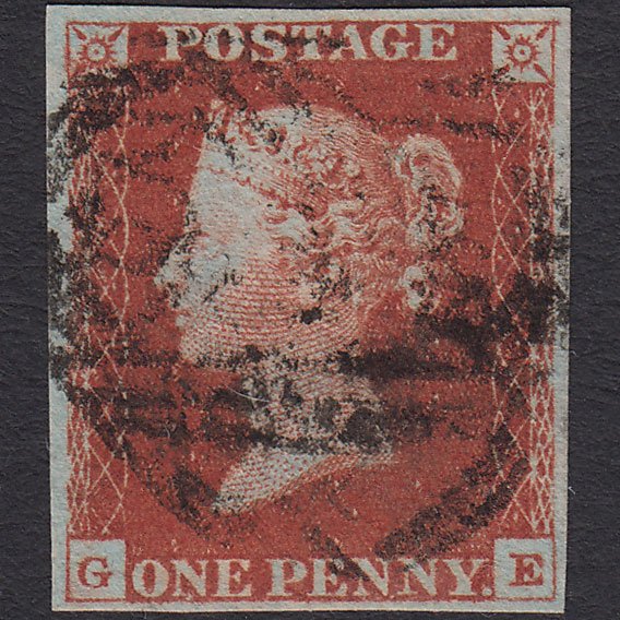 GB QV 1841 1d Red-brown (Plate 60) SG8-B1(1) GE FU 4 Margins