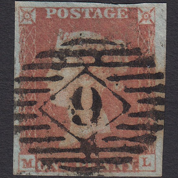 GB QV 1841 1d Red-brown (Plate 71) SG8-B1(1) ML FU 4 Margins London IS 9