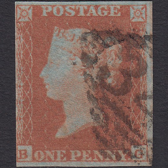 GB QV 1841 1d Red-brown (Plate 142) SG8-B2(1) BG GU 4 Margins Ireland