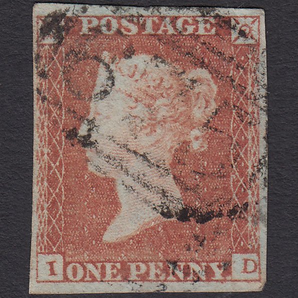 GB QV 1841 1d Red-brown (Plate 92) SG8-B1(1) ID FU 4 Margins ST Albans 675