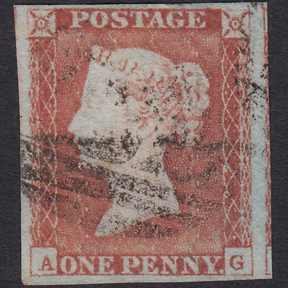 GB QV 1841 1d (Plate 70) SG9-B1(3) AG FU Missing Imprimatur 4 Margins