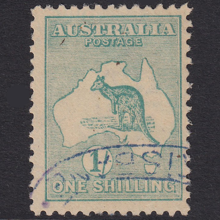 AUSTRALIA 1916 1sh Blue-Green Kangaroo SG40 VFU Blue Cancel