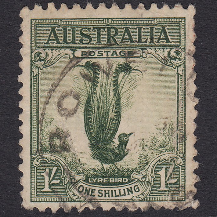 AUSTRALIA 1932 1sh Green Superb Lyrebird SG140 GU Light CDS