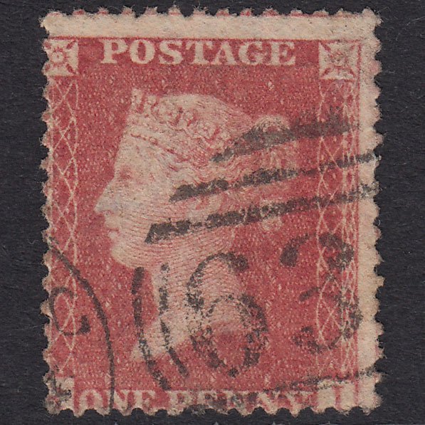 GB QV 1857 1d Rose-Red Plate 60 SG40-C10(1) RI FU Reading 635