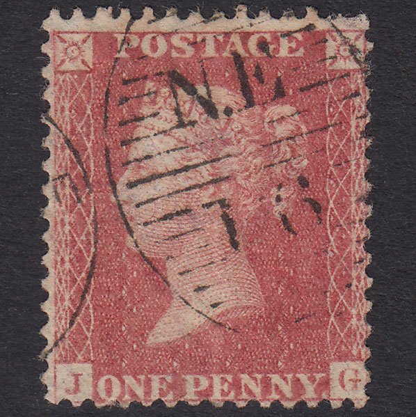 GB QV 1857 1d Pale Rose Plate 34 SG39-C10(3) JG FU London D&S Ne16