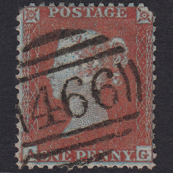 GB QV 1855 1d Red-Brown Plate 204 SG22-C2(1) AG GU Liverpool 466 Spoon