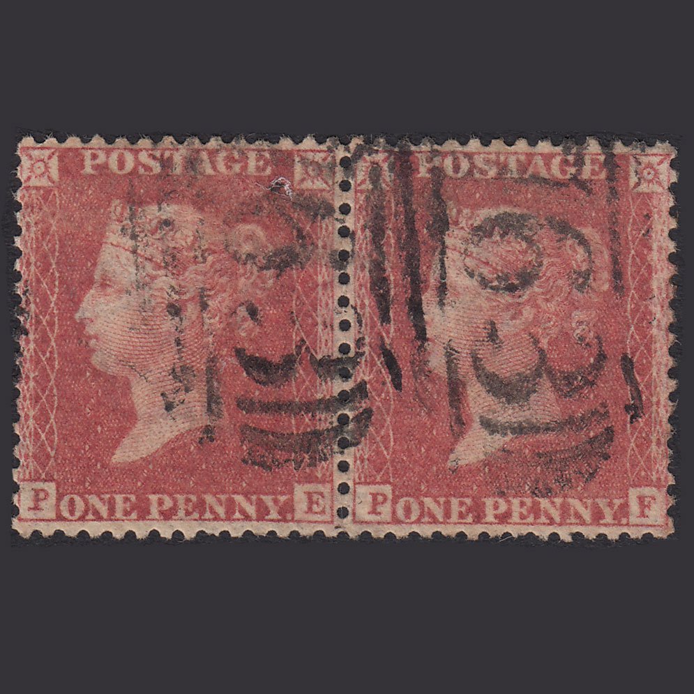 GB QV 1857 1d Rose-Red Plate 47 SG40-C10(1) PE-PF GU Pair Swansea 763