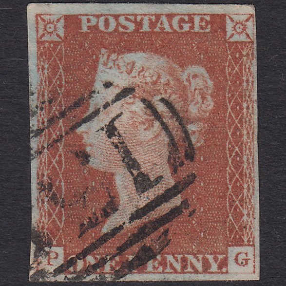 GB QV 1841 1d Red-Brown Plate 58 SG8-B1(1) PG FU 4 Margins