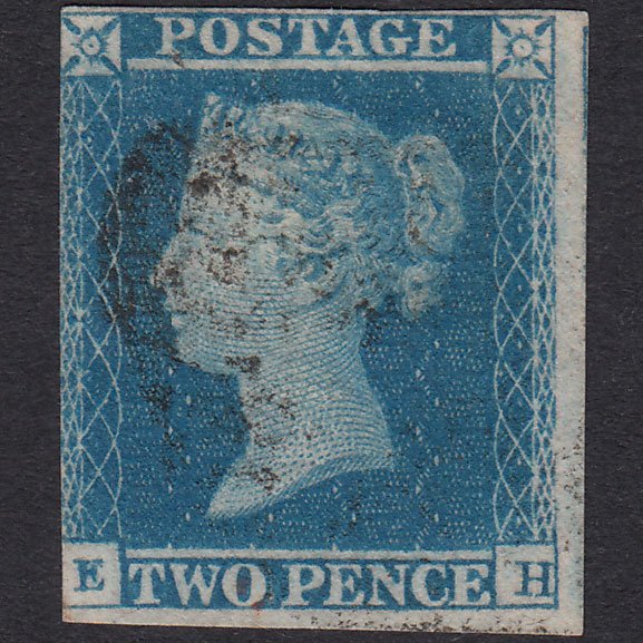GB QV 1841 2d Pale Blue Pl 4 SG13-E1(1) Ivory Head EH FU 3M Light Cancel