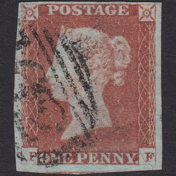 GB QV 1841 1d Red-Brown Plate 84 SG8-B1(1) PF FU 4 Margins Cardiff 162