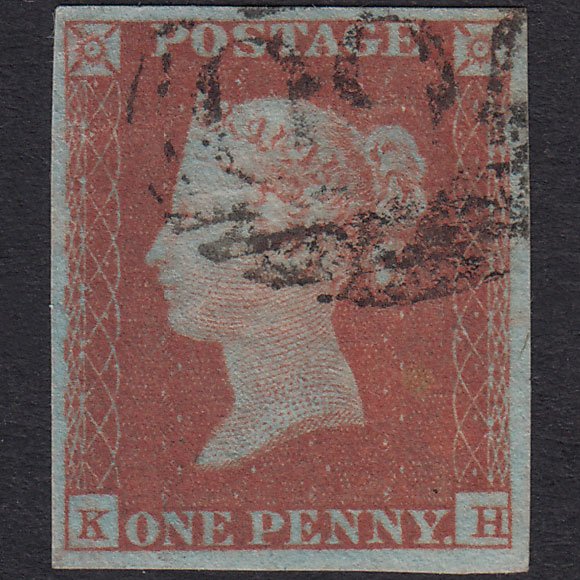 GB QV 1841 1d Plate 87 SG8-B1(1) KH GU Sudbury 760 Re-Cut Corners
