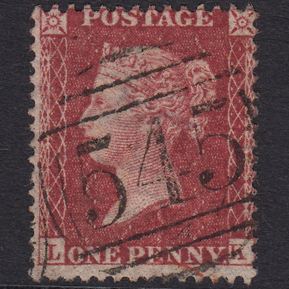 GB QV 1857 1d Deep Rose-Red Plate 46 SG41-C10(2) LK VFU Newcastle 545
