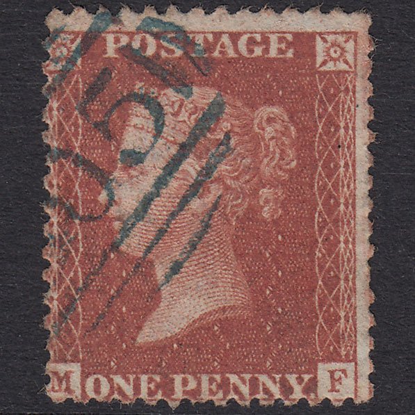 GB QV 1856 1d Red-Brown Plate 45 SG29-C8(1) MF GU Blue Cancel