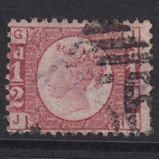 GB QV 1870 1/2d Rose-Red Plate 11 SG48-G4 JG FU Cork 156