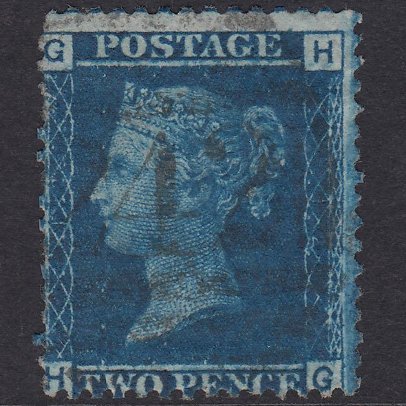 GB QV 1858 2d Blue Plate 12 SG45-G2 HG GU Derby 242