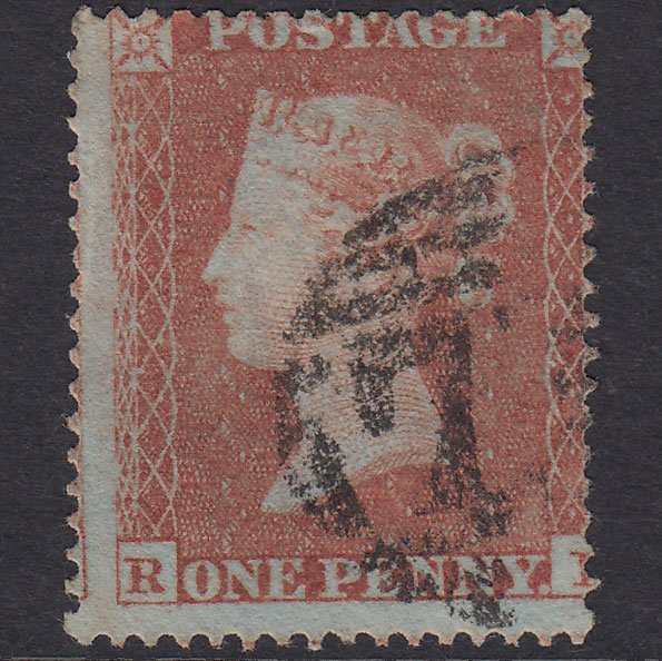 GB QV 1854 1d Yellow-Brown Plate 171 SG18-C1(2) RK FU Misperf