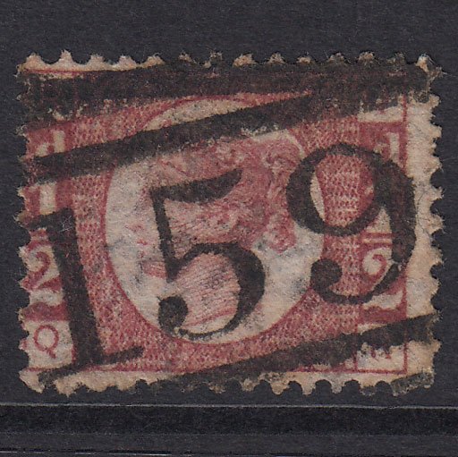 GB QV 1870 1/2d Rose-Red Plate 15 SG48-G4 QR FU Glasgow 159