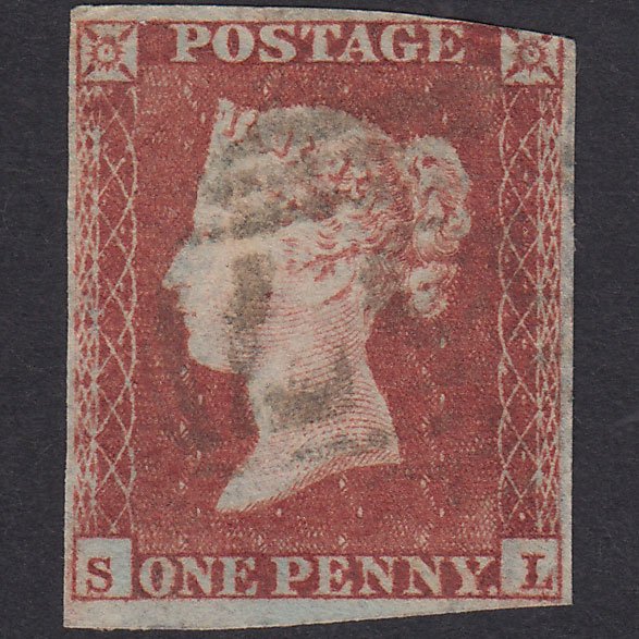 GB QV 1841 1d Red-Brown Plate 153 SG8-B2(1) Ivory Head SL GU 3 Margins