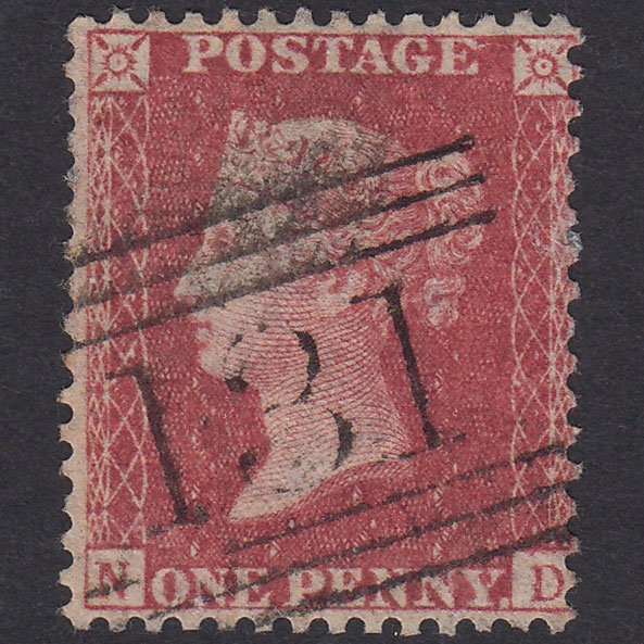GB QV 1857 1d Rose-Red Plate 48 SG40-C10(1) ND FU Edinburgh 131