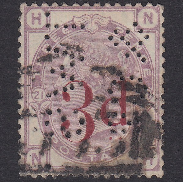 GB QV 1883 3d on 3d Lilac Plate 21 SG159-K8A NH GU Tws & Co Perfin