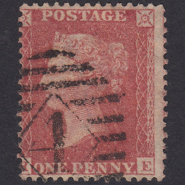 GB QV 1857 1d Rose-Red Plate 62 SG40-C10(1) RE FU London IS 4