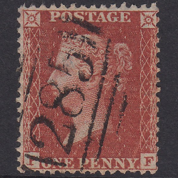 GB QV 1855 1d Red-Brown Plate 7 SGC6(1) PF GU Exeter 285